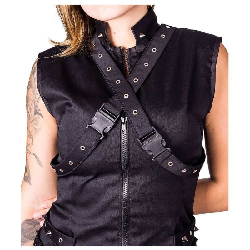 Women Gothic Vest Motorcycle Style Women Black Vest Biker Jacket Gothic Jacket